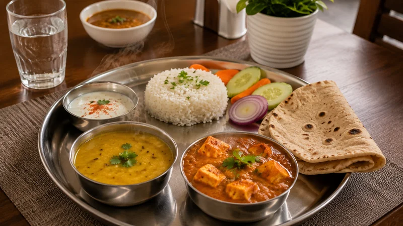 Delicious Homely Veg Thali Meal Served Daily to Residents at City House Girls PG